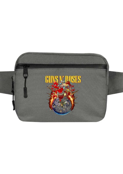 Guns N Roses 2025 Tour Bel Çantası Fermuarlı Gri Renk