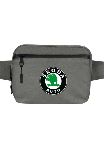 Skoda Auto Bel Çantası Fermuarlı Gri Renk