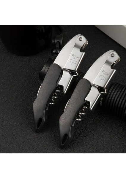 Tirbuşon Siyah Saplı Paslanmaz Çelik