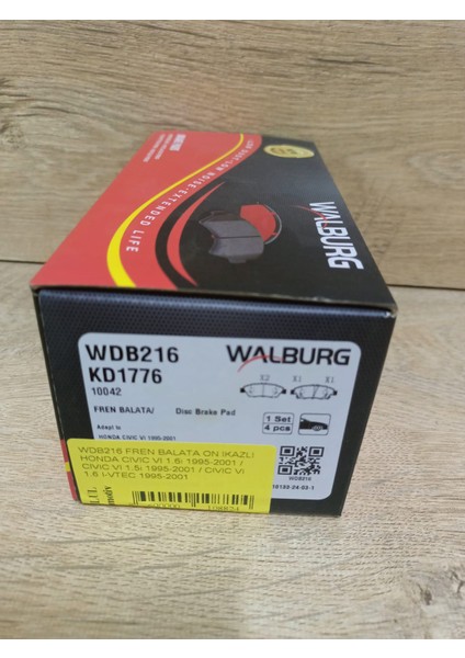 WDB216 Fren Balata On Ikazlı Honda Cıvıc Vı 1.6i 1995-2001 / Cıvıc Vı 1.5i 1995-2001 / Cıvıc Vı 1.6 I-Vtec 1995-2001 |fren fiyatları