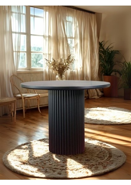 Arya Yuvarlak Siyah Ahşap Bohem Masa 100X100 fiyatları