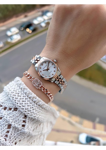 Ferrucci Vintage Mini Çelik Kordon 2 Yıl Garantili Yeni Sezon 30 mt Suya Dayanıklı Kadın Kol Saati B.03412.M5 fiyatları