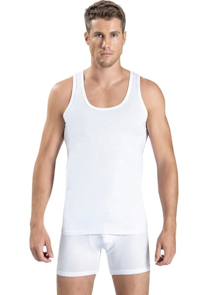 Erkek 5'li Beyaz Sporcu Rambo Askılı Atlet