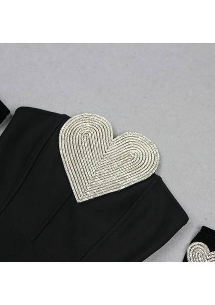 Kalp Işlemeli Straplez Mini Siyah Elbise ,straplez Mini Siyah Elbise , Siyah Abiye Elbise indirimleri