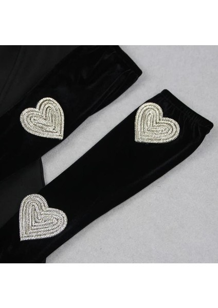 Kalp Işlemeli Straplez Mini Siyah Elbise ,straplez Mini Siyah Elbise , Siyah Abiye Elbise