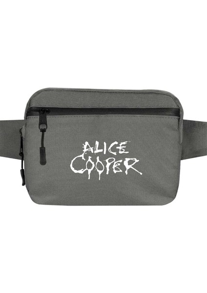 Alice Cooper Logo Bel Çantası Fermuarlı Gri Renk