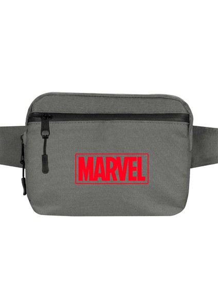 Marvel Logo Bel Çantası Fermuarlı Gri Renk