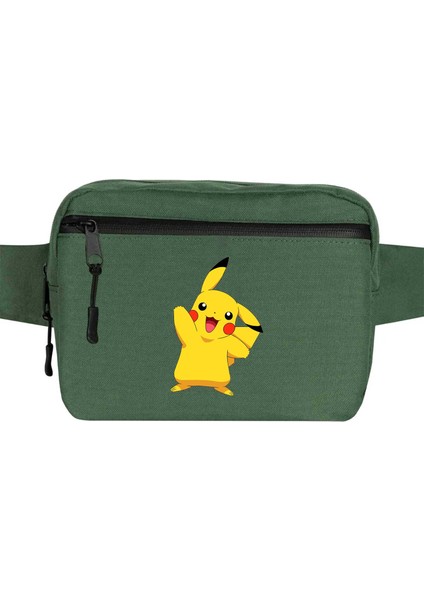 Pokemon Pikachu Bel Çantası Fermuarlı Yeşil Renk