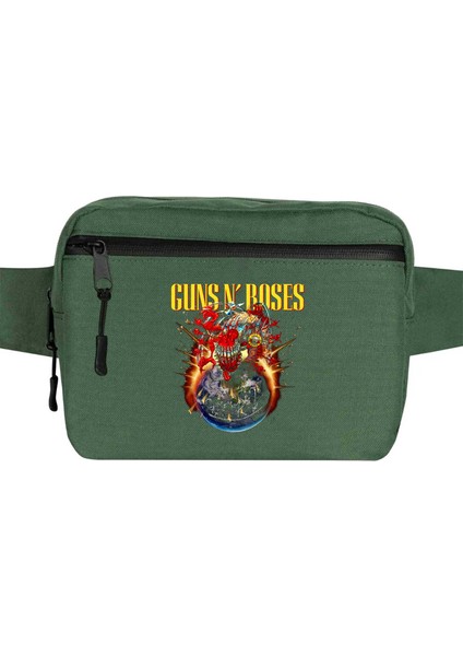 Guns N Roses 2025 Tour Bel Çantası Fermuarlı Yeşil Renk