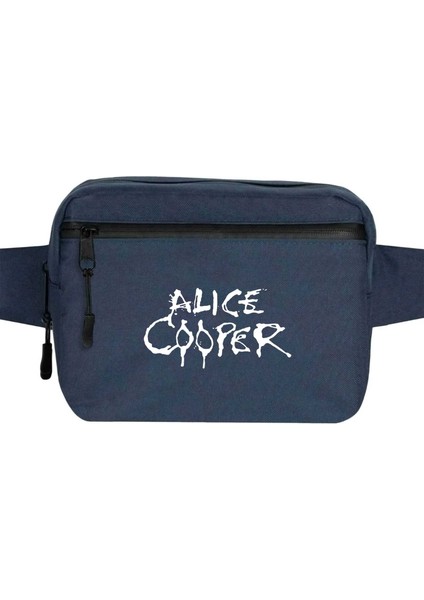 Alice Cooper Logo Bel Çantası Fermuarlı Lacivert Renk