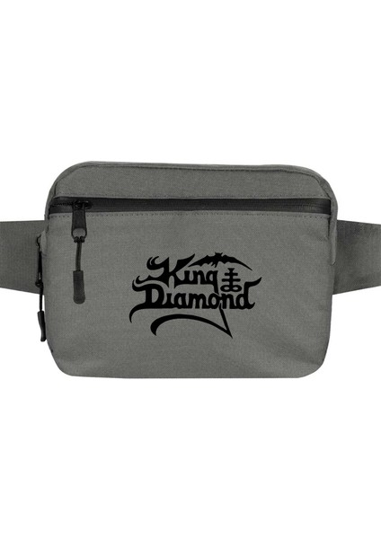 King Diamond Logo Bel Çantası Fermuarlı Gri Renk