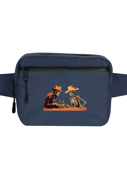 Skelton Cowboy Bar Bel Çantası Fermuarlı Lacivert Renk