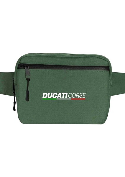 Ducati Corse Text Bel Çantası Fermuarlı Yeşil Renk