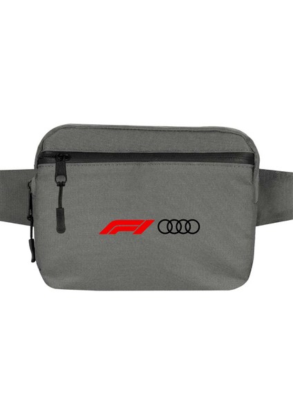 F1 Audi Logo Bel Çantası Fermuarlı Gri Renk