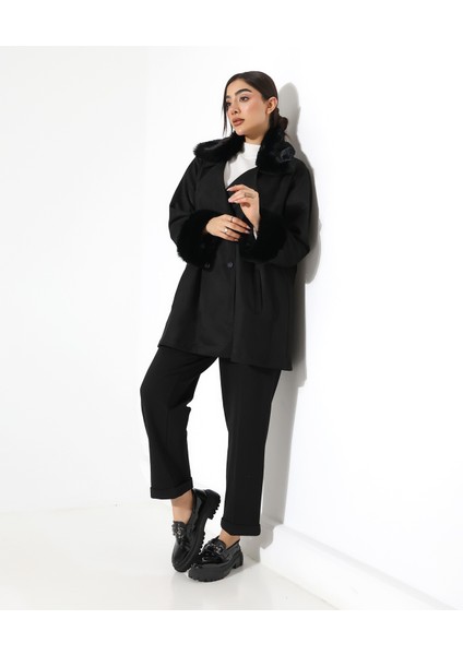 Düğme Kapama Kürk Detay Ceket