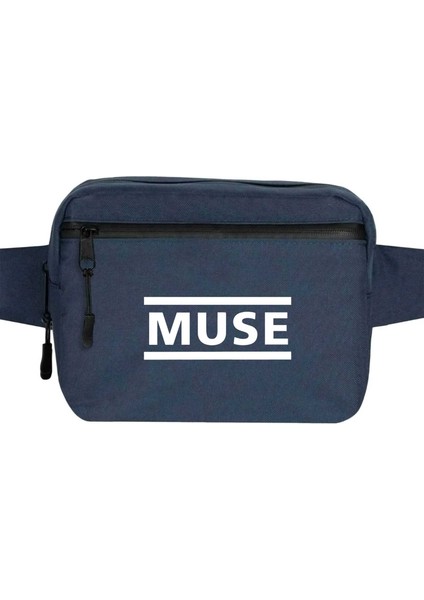 Muse Logo Bel Çantası Fermuarlı Lacivert Renk