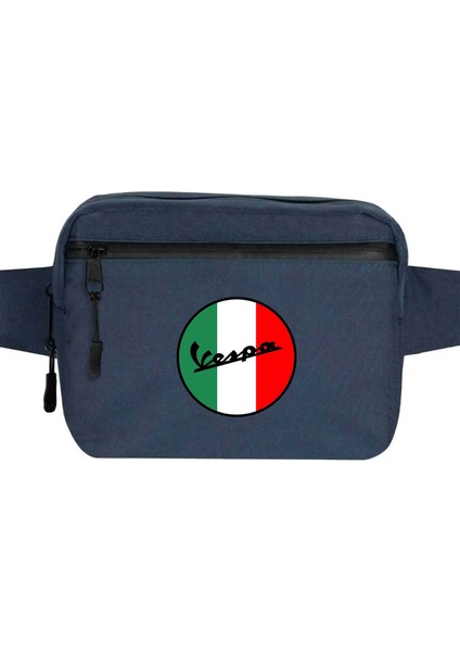 Vespa Logo Bel Çantası Fermuarlı Lacivert Renk