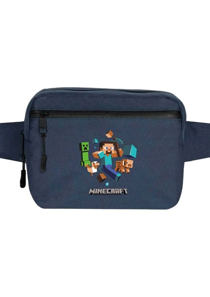 Mine-Craft Elements Bel Çantası Fermuarlı Lacivert Renk