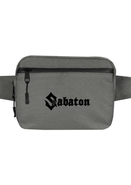 Sabaton Logo Bel Çantası Fermuarlı Gri Renk