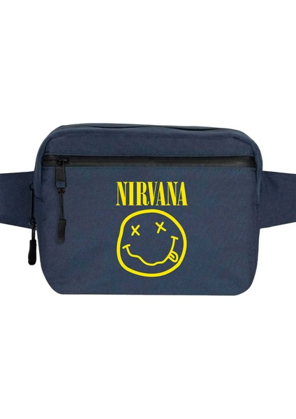 Nirvana Logo Bel Çantası Fermuarlı Lacivert Renk