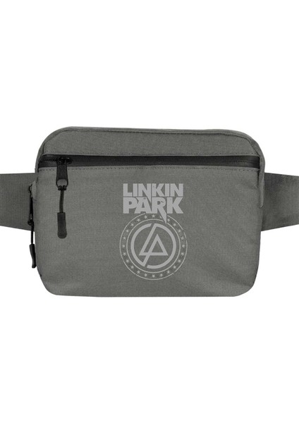 Linkin Park Logo ve Star Bel Çantası Fermuarlı Gri Renk