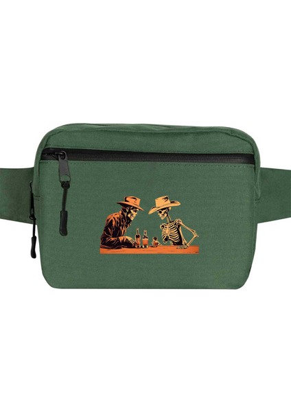 Skelton Cowboy Bar Bel Çantası Fermuarlı Yeşil Renk