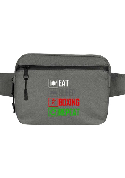 Boxing Repeat Bel Çantası Fermuarlı Gri Renk