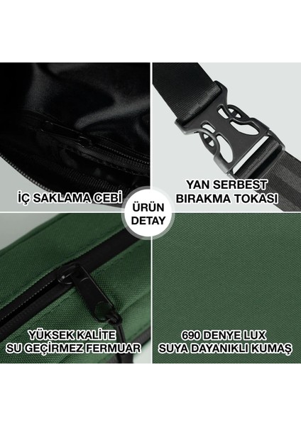 Porshe Logo Black Bel Çantası Fermuarlı Yeşil Renk fırsatları