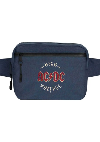 Ac Dc Vintage Bel Çantası Fermuarlı Lacivert Renk