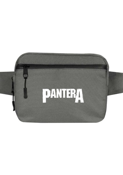 Pantera Logo Bel Çantası Fermuarlı Gri Renk