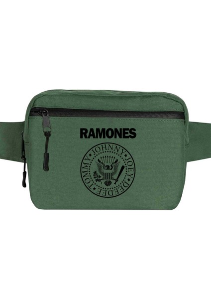 Ramones Look Out Below Bel Çantası Fermuarlı Yeşil Renk