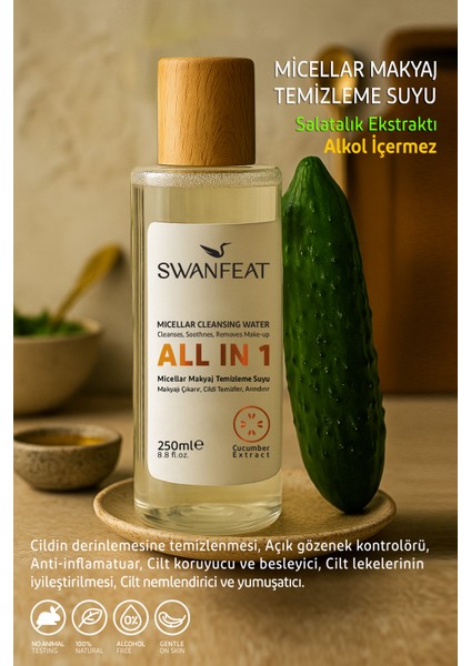All in 1 Micellar Makyaj Temizleme Suyu Arındırıcı Canlandırıcı Alkolsüz 250ml