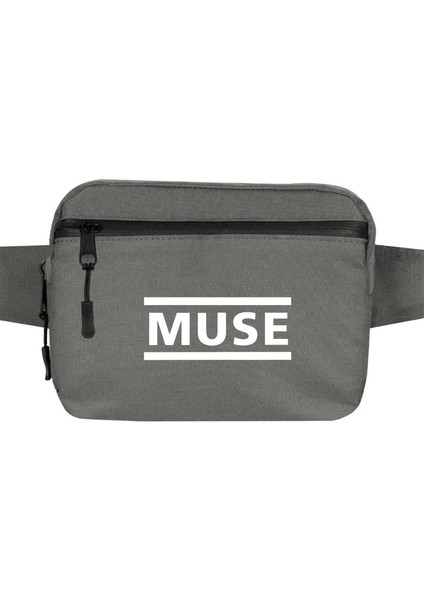Muse Logo Bel Çantası Fermuarlı Gri Renk