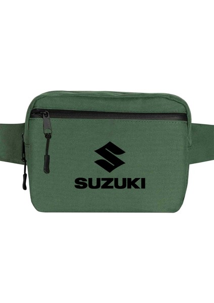 Suzuki Logo Text Black Bel Çantası Fermuarlı Yeşil Renk