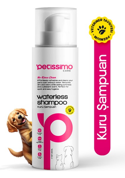 Kuru Köpek Şampuanı - Bit Pire Kene Önleyici - Tüy Dökülmesi Karşıtı - 200 ml