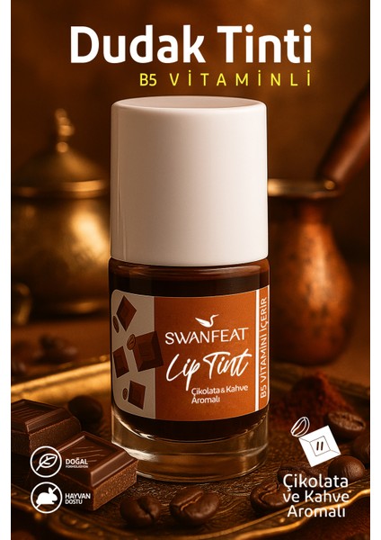 Lip Tint Kahve Ve Çikolata Aromalı Kahverengi B5 Vitaminli Nemlendirici Allık Ve Ruj 10ml