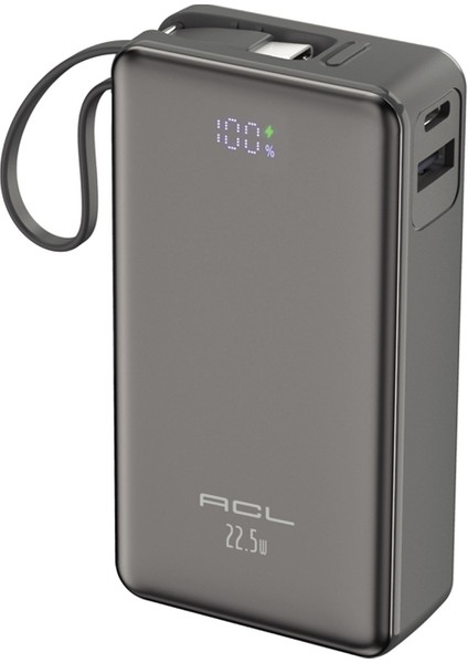 10000MAH 22.5W 3A Hızlı Şarj Destekli Powerbank Type-C Dahili Kabl USB Type-C Giriş