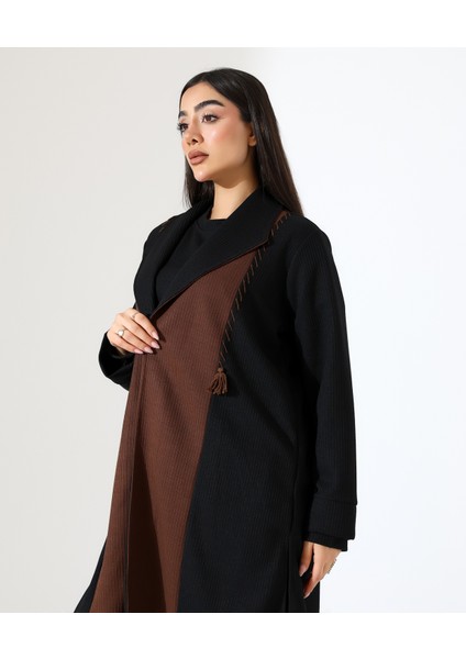 Püskül Detay Çift Renk Hırka