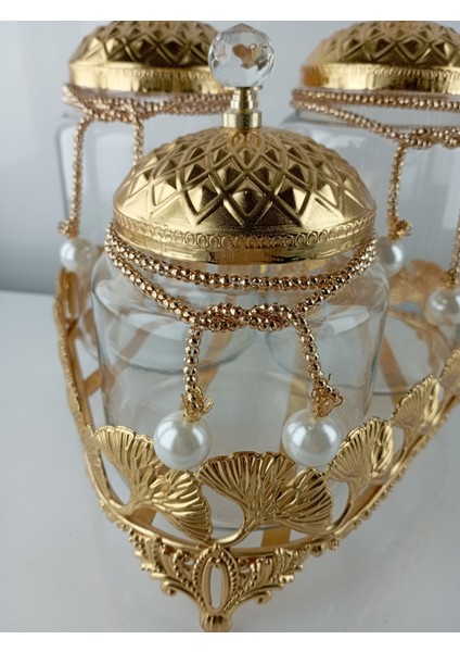 3lü Kavanoz Çay Kahve Şekerlik Kavanoz Sunumluk Söz Nişan Kız Isteme Çikolatalık Dekoratif Obje Biblo Süs Eşya