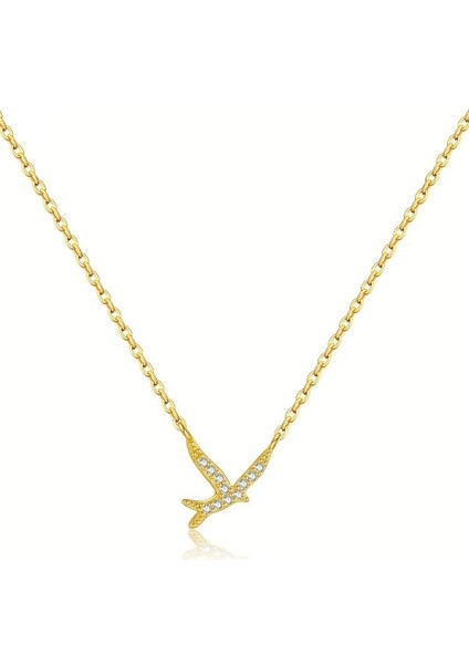Golden Freedom Kuş Minimal Kadın Gümüş Kolye