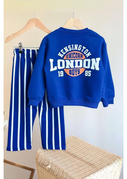 Londan Baskılı Çizgili Erkek Çocuk 2 li takım - Lacivert fiyatları