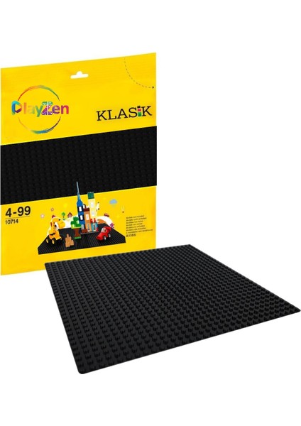 Classic Siyah Zemin Plakası – 25×25 cm Sert Taban | Lego® ile Uyumlu Yapı Blok Platformu