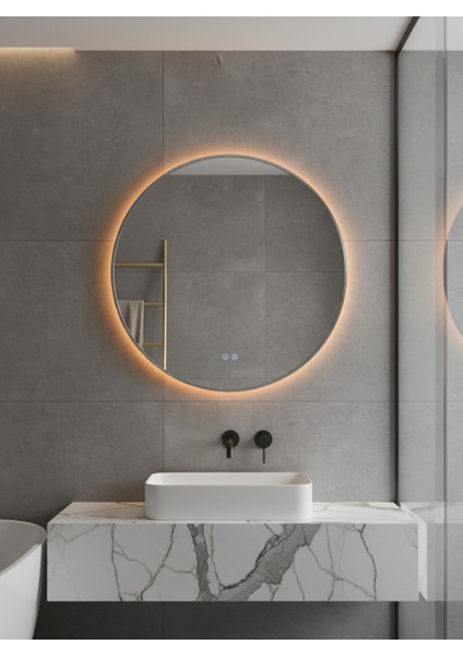 Akıllı Buhar Tutmaz 3 LED Işıklı Dekoratif Banyo Aynası 70 cm