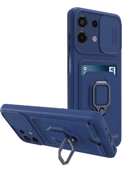 Xiaomi Redmi Note 13 4g Kılıf Zuma Kartvizitli Yüzüklü Silikon - Lacivert