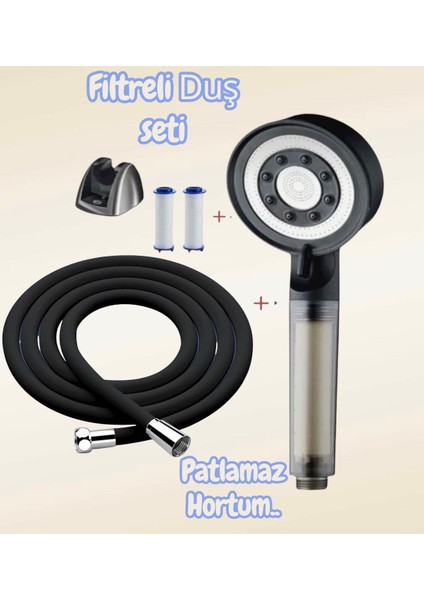 Kireç Önleyici Su Tasarruflu Duş Seti (Ptlamaz Hortumlu)