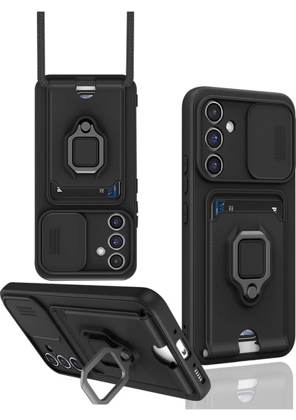 Samsung Galaxy A15 4g Kılıf Zuma Kartvizitli Yüzüklü Silikon - Siyah modelleri