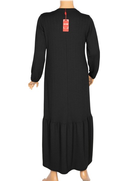 Hesna Kadın Derya Fitilli Doku Eteği Farbalı Broşlu Siyah Elbise indirimleri
