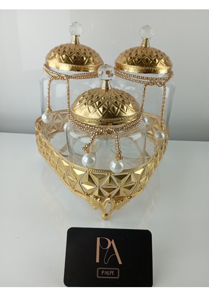 3lü Kavanoz Çay Kahve Şekerlik Kavanoz Sunumluk Söz Nişan Kız Isteme Çikolatalık Dekoratif Obje Biblo Süs Eşya