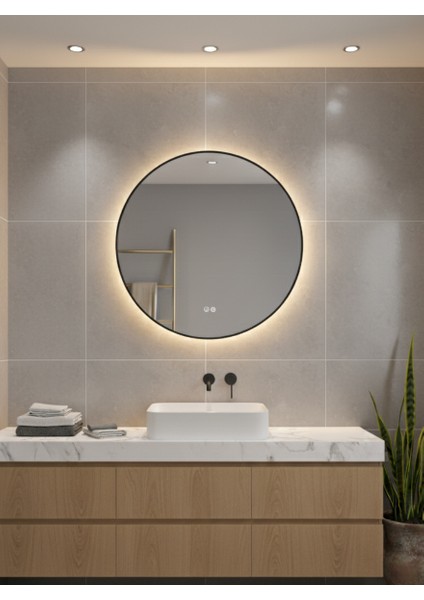 Akıllı Buhar Tutmaz 3 LED Işıklı Dekoratif Banyo Aynası 75 cm