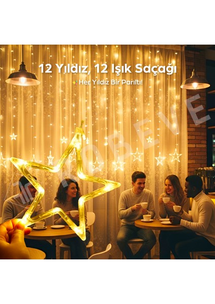 8 Fonksiyonlu Dekoratif Yıldız LED 12 Sarkıt Yıldızlı LED Işık Yılbaşı Işık Dekoratif Işık Yıldızlı Perde LED Saçak LED Ip LED Su Geçirmez LED Bahçe Süsleme LED indirimleri